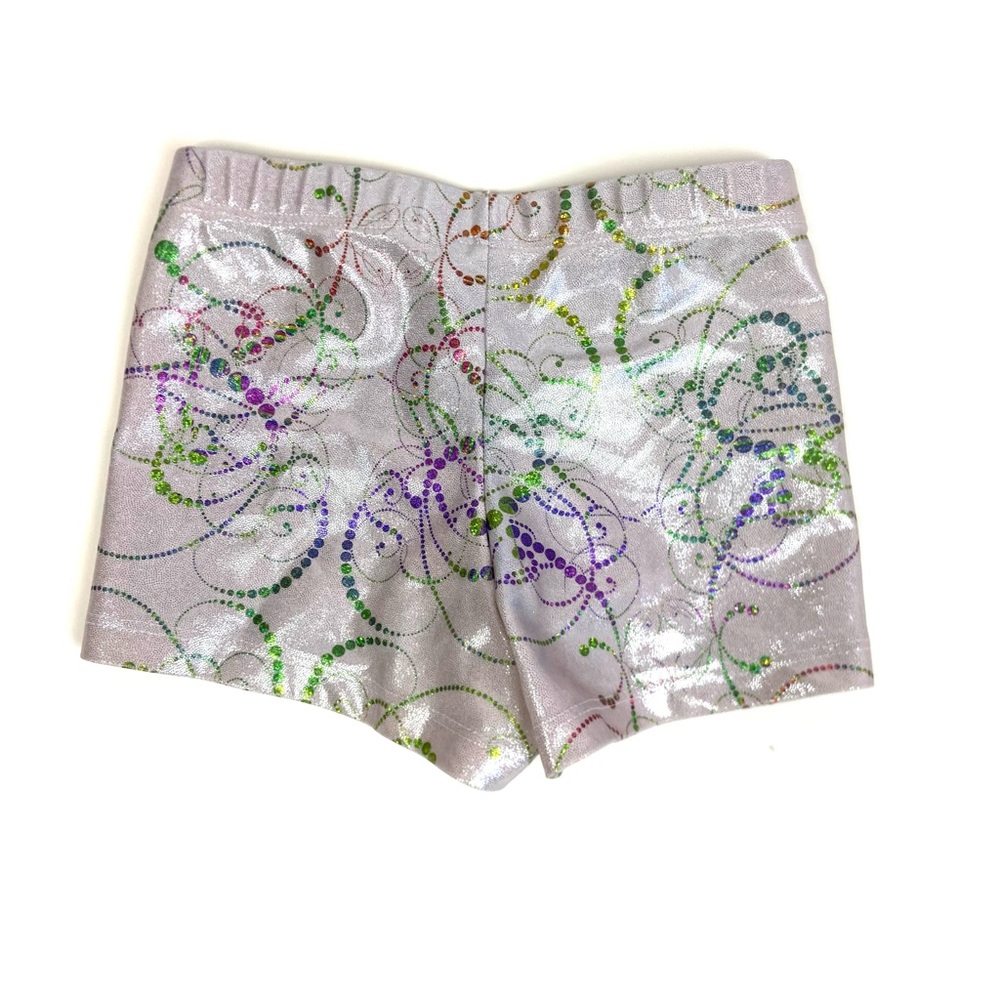 Eurotard Girls Metallic Printed Booty Gymnastics Dance Shorts Size M